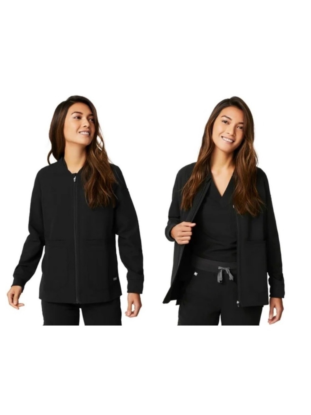 Figs Women's Black Bomber Zip Jacket